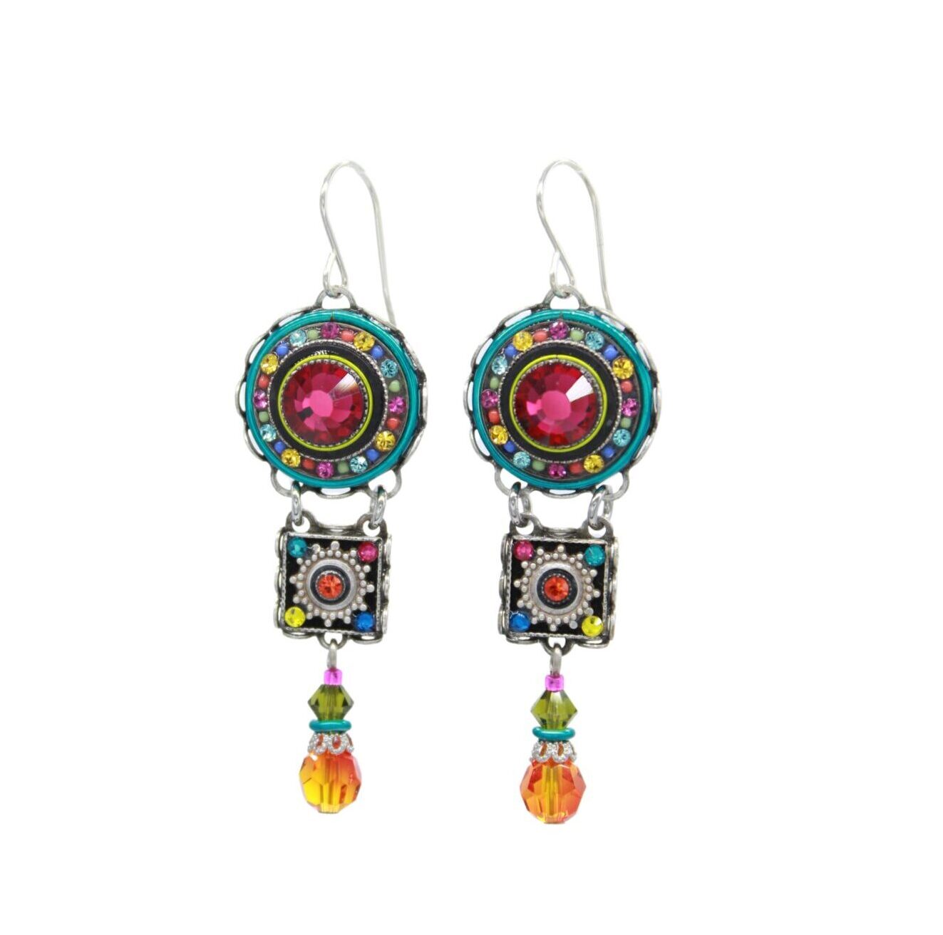Experience the vibrant charm of La Dolce Vita 3 Tier Multi-Color Earrings by Firefly. Handmade in Guatemala, these earrings feature a large pink stone set in fair-trade jewelry. Multicolored details cascade into orange and yellow teardrop beads for an exquisite finish.