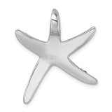 The Crystal Blue Starfish Pendant by Presco/Quality Gold is an elegant sterling silver piece with smooth, polished surfaces and a 925 engraving, featuring a top loop for easy necklace attachment.