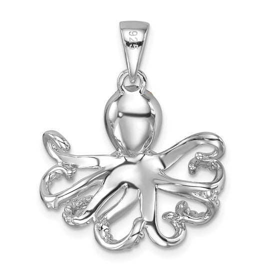 The Crystal Octopus Pendant by Presco/Quality Gold features detailed curling tentacles and a smooth head, with a loop for easy attachment to a necklace—an eye-catching addition to any crystal jewelry collection.