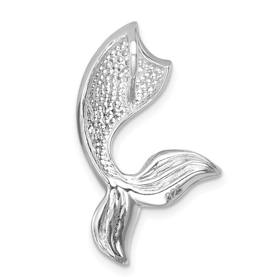 The Presco/Quality Gold Crystal Mermaid Tail Pendant features detailed scales and flowing fins, with 925 stamped on the tail fin to highlight its sterling silver quality.