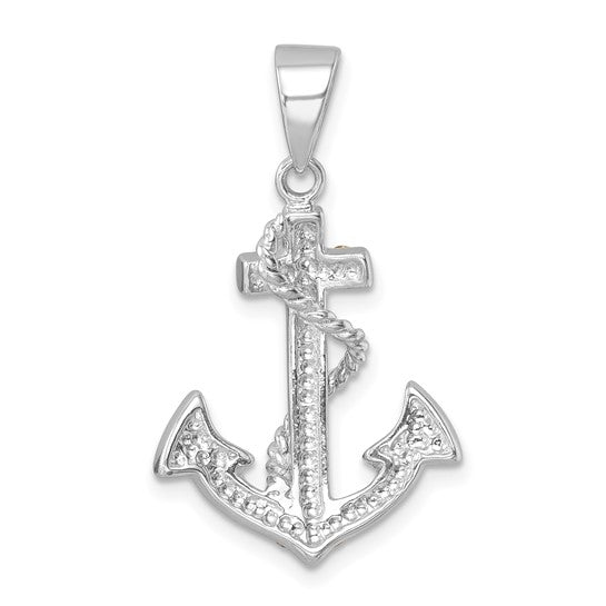 The Presco/Quality Gold Crystal Anchor/Rope/Cry Inlay Pendant features an anchor design with rope detail and crystal accents, creating a timeless and stylish piece of jewelry.
