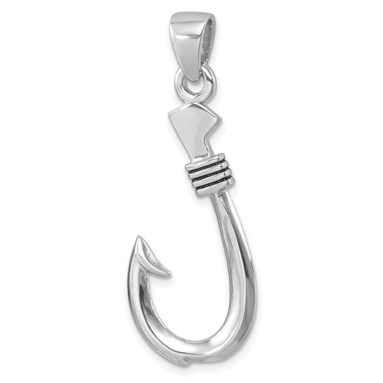 The Presco/Quality Gold Sterling Silver Fish Hook Pendant features a smooth, polished finish and top loop—perfect for fans of minimalist jewelry.