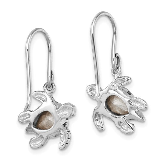 The Presco/Quality Gold Crystal Medium Blue Turtle Earrings feature sea turtle shapes with raised, textured shells and detailed flippers for a touch of natural beauty.