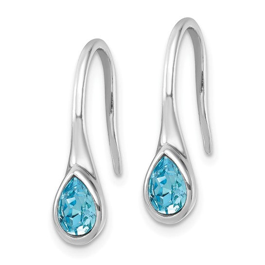 The Presco/Quality Gold Crystal Wire W/ Blue Stone Earrings feature a sleek, modern design with striking blue stones—perfect for any occasion.