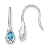 Crystal Wire W/ Blue Stone Earrings by Presco/Quality Gold, featuring teardrop-shaped blue stones and hook design—shown from front and side to highlight the elegant stone setting. Perfect for adding sophistication to any outfit.