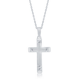 The Classic of New York Sterling Silver Textured Ends Cross Necklace features a 925 sterling silver cross pendant with a simple chain and elegant textured ends, adding timeless charm to any look.