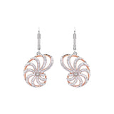 Shanores Swarovski Crystals Nautilus Shell Earrings from the Ocean Jewelry collection feature a spiral design with rose gold and sterling silver accents, lever-back closures, and sparkling Swarovski crystals.