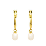 Shanores Gold Vermeil Pearl Hoop Earrings from the Ocean Jewelry collection showcase exquisite freshwater pearls elegantly hanging from hoops on a white background.