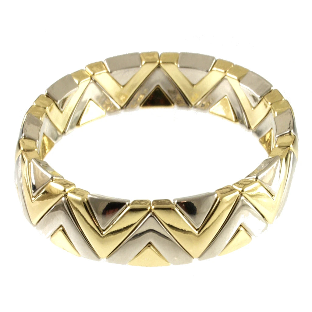Origin Silver/Gold Chevron Stretch Bracelet featuring interlocking silver and gold chevron links.