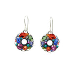 Handmade in Guatemala, the Bejeweled Multi-Color Hoop Earrings by Firefly boast vibrant gemstones in red, pink, green, purple, and blue. Featuring a central hole and delicate silver hooks, these pieces are part of our stunning fair-trade jewelry collection.