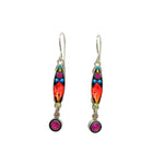 Explore Firefly Jewelrys Linear Two Tier Multi-Color Earrings. Fair-trade and handmade in Guatemala, these silver-toned accents feature red, pink, green, and blue stones. Each piece includes a hook for easy wear.