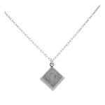 The Beach Glass Diamond Soft Necklace by Firefly features a simple silver chain and a small, textured, square pendant inspired by beach glass, shown on a plain white background.