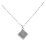The Beach Glass Diamond Soft Necklace by Firefly features a simple silver chain and a small, textured, square pendant inspired by beach glass, shown on a plain white background.