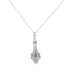 The Beach Glass Drop Soft Necklace by Firefly features a delicate chain and a geometric, vintage-inspired pendant, handmade in Guatemala.