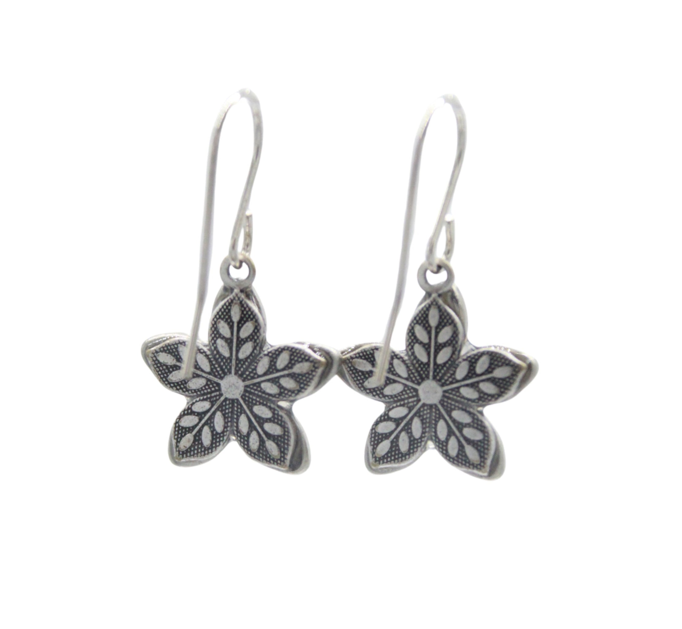 A pair of Firefly Starfish Multi-Color Earrings by Firefly Jewelry, handmade and shaped like starfish with vibrant colors, displayed against a plain white background.