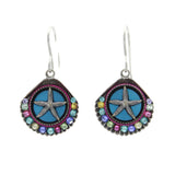 The Playa Starfish Shell Soft Earrings by Firefly feature blue star designs, multicolored beads, and silver hooks. Handmade in Guatemala, these hypo-allergenic earrings blend unique artistry and comfort.