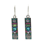 The Beach Glass Rectangle Soft Earrings by Firefly feature colorful geometric and floral designs with a shell motif, silver hooks, and are handmade in Guatemala. Fair-Trade Jewelry from the Firefly brand.
