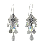 Beach Glass Water Fall Soft Earrings by Firefly feature intricate handmade designs with shells, beads, and teardrop pendants—unique dangle earrings crafted for stylish charm.