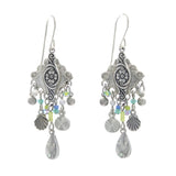 Beach Glass Water Fall Soft Earrings by Firefly feature intricate handmade designs with shells, beads, and teardrop pendants—unique dangle earrings crafted for stylish charm.