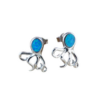 Jewelry Network's Caribbean Opal Octopus Post Earrings feature blue opal oval stones as octopus heads, crafted from 925 Sterling Silver and set against a white background.