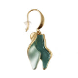 Gold dangle earring with abstract, layered green and aqua enamel shapes from the Origin Matte Gold/Green-Aqua Tone Twist Necklace Set.