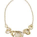 Origin Matte Gold/White Discs w/Offset Gold Rings Necklace set featuring a series of white discs accented with overlapping gold rings.