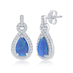 Classic of New York’s Caribbean Opal Teardrop Wrapped in CZ's Post Earrings feature vibrant blue stones accented with sparkling CZs, all set in rhodium-plated sterling silver.