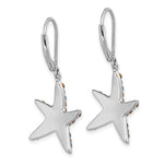 The Crystal Blue Starfish Earrings by Presco/Quality Gold feature lever-back hooks, sparkling Swarovski crystals, and sterling silver craftsmanship, beautifully displayed against a white background.