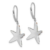 The Crystal Blue Starfish Earrings by Presco/Quality Gold feature lever-back hooks, sparkling Swarovski crystals, and sterling silver craftsmanship, beautifully displayed against a white background.