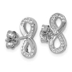 The Crystal Eternity Post Earrings by Presco/Quality Gold feature sterling silver infinity symbols adorned with sparkling crystals for a timeless look.