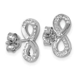 The Crystal Eternity Post Earrings by Presco/Quality Gold feature sterling silver infinity symbols adorned with sparkling crystals for a timeless look.