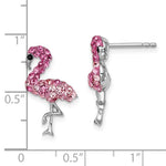 The Presco/Quality Gold Crystal Flamingo Pink Post Earrings feature flamingos adorned with pink rhinestones—one standing, one in profile—and measure about 1 inch tall.
