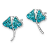 Discover the Crystal Stingray Teal Post Earrings by Presco/Quality Gold—sterling silver earrings styled as stingrays with sparkling teal gemstones, displayed elegantly against a white background.