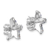 The image shows the backs of Presco/Quality Gold Crystal Blue & Clear Starfish Post Earrings, highlighting their shiny finish, earring posts, and butterfly clasps.