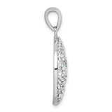 Side view of the Presco/Quality Gold Crystal White Sand Dollar Pendant in sterling silver, with a smooth edge, textured diamond-studded surface, and a teardrop-shaped bail at the top.