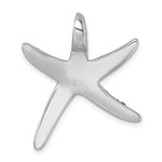 The Crystal Blue Starfish Pendant by Presco/Quality Gold is an elegant sterling silver piece with smooth, polished surfaces and a 925 engraving, featuring a top loop for easy necklace attachment.