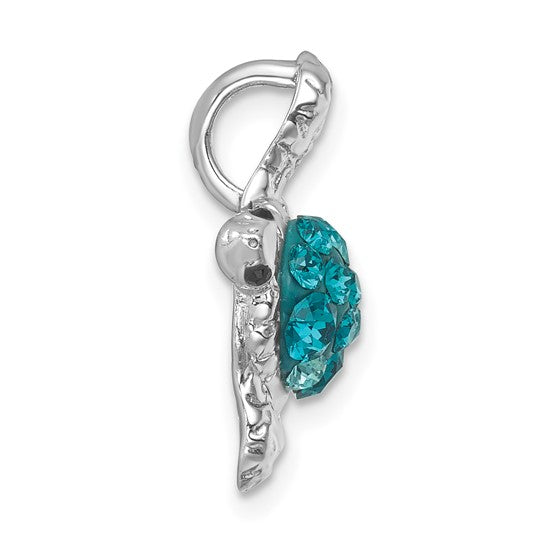 The Crystal Teal Turtle Pendant by Presco/Quality Gold features a sparkling teal turtle design, crafted as tarnish-resistant jewelry for lasting shine.