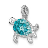 The Crystal Teal Turtle Pendant by Presco/Quality Gold features a sterling silver design with blue and turquoise gemstones for a sparkling touch. Tarnish resistant, this elegant piece enhances any jewelry collection.