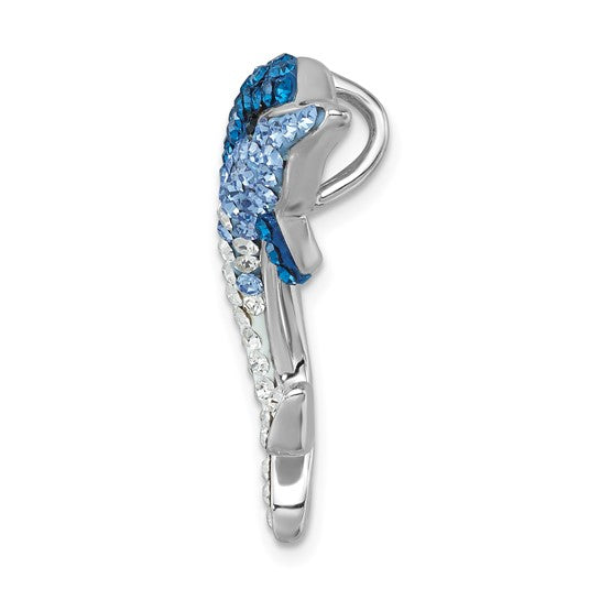 The Crystal Large Dolphin Pendant by Presco/Quality Gold features a sparkling dolphin design, making it a unique piece perfect for fans of dolphin jewelry and nature-inspired accessories.