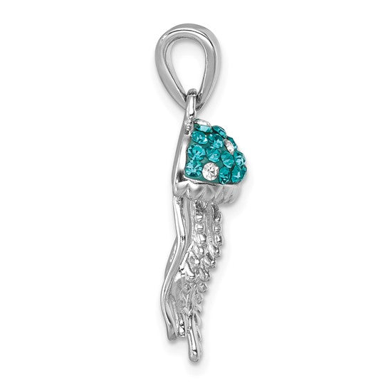 The Presco/Quality Gold Crystal Jellyfish Pendant, crafted in sterling silver and accented with sparkling gemstones, brings unique elegance to any jewelry collection.