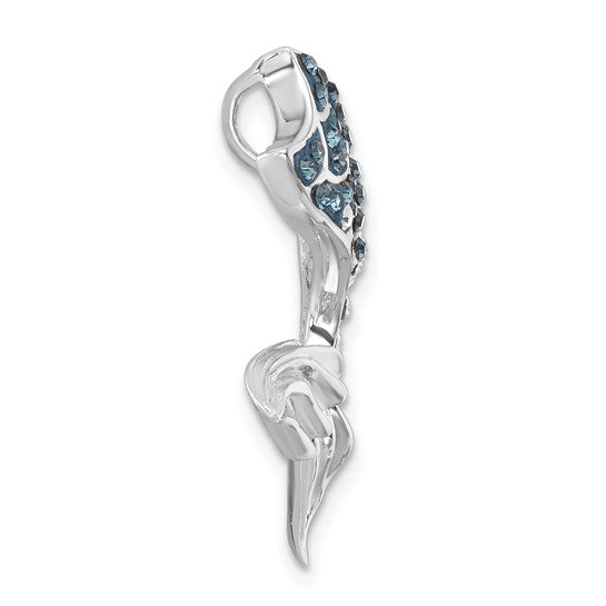 A Crystal Mermaid Tail Pendant by Presco/Quality Gold, featuring a shimmering tail design accented with sparkling crystals for a touch of ocean-inspired elegance.