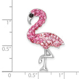 The Presco/Quality Gold Crystal Small Pink Flamingo Pendant features pink crystals and stands just over 1 inch tall, as shown against a ruler background.