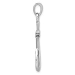 The Presco/Quality Gold Sterling Silver Fish Hook Pendant features a sleek vertical design with a top loop, ideal for attaching to a necklace or bracelet—a minimalist accessory for jewelry lovers.