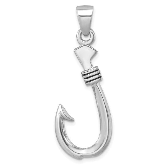 The Presco/Quality Gold Sterling Silver Fish Hook Pendant features a smooth, polished finish and a top loop for easy chain attachment—ideal for those who love minimalist jewelry.