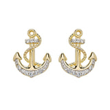 Shanore’s Gold Vermeil & White Sapphire Anchor Post Earrings feature sparkling white sapphires along the base and rope detailing—ideal for anyone who loves nautical-inspired jewelry.