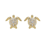 Shanore Gold Vermeil & White Sapphire Turtle Post Earrings feature a gold vermeil finish and are adorned with sparkling white sapphires on the shell and body.