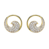 Shanore Gold Vermeil & White Sapphire Wave Post Earrings feature a swirling wave design with embedded white sapphires accenting the elegant curves.