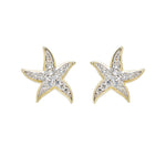 Shanore's Gold Vermeil & White Sapphire Starfish Post Earrings feature shimmering white sapphires set along the arms of each gold vermeil starfish.