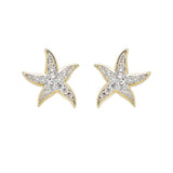 Shanore's Gold Vermeil & White Sapphire Starfish Post Earrings feature shimmering white sapphires set along the arms of each gold vermeil starfish.
