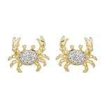 The Shanore Gold Vermeil & White Sapphire Crab Post Earrings feature sparkling white sapphires set at the center of each crab.